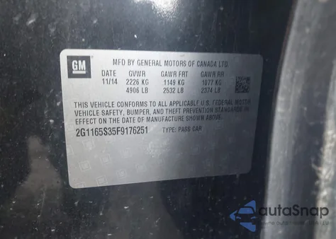 2015 Chevrolet Impala 2Lz z USA, uszkodzony, nr VIN 2G1165S35F9176251